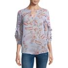 Belle + Sky 3/4 Slit Sleeve Ruffle Top