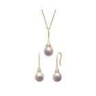 Cultured Freshwater Pearl Drop Earring And Pendant Necklace Set