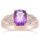 Womens Genuine Purple Amethyst 14k Gold Over Silver Cocktail Ring