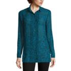 St. John's Bay Long-sleeve Pintuck Woven Tunic Shirt - Tall