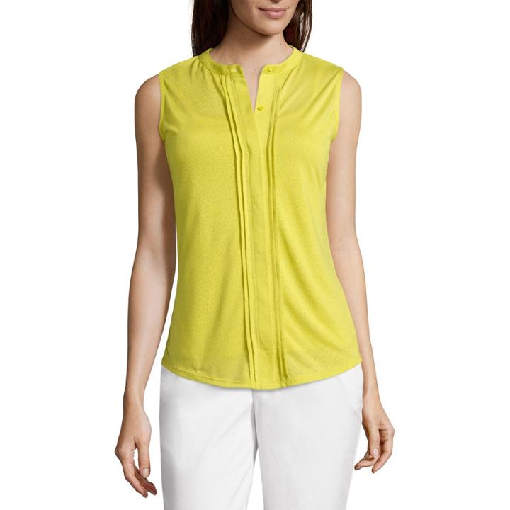Liz Claiborne Sleeveless Pleat-front Knit Top