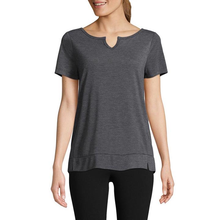 St. John's Bay Active Short Sleeve Split Neck Top