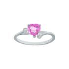 Lab-created Pink Sapphire And Genuine White Topaz Sterling Silver Heart-shaped Ring