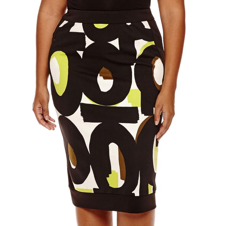 Worthington Printed And Blocked Pencil Skirt - Plus