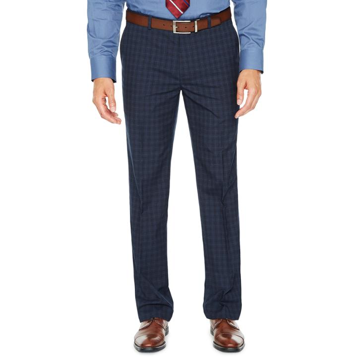Jf J.ferrar Checked Stretch Super Slim Fit Suit Pants