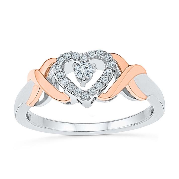 Promise My Love Womens 1/6 Ct. T.w. Genuine Round White Diamond Promise Ring