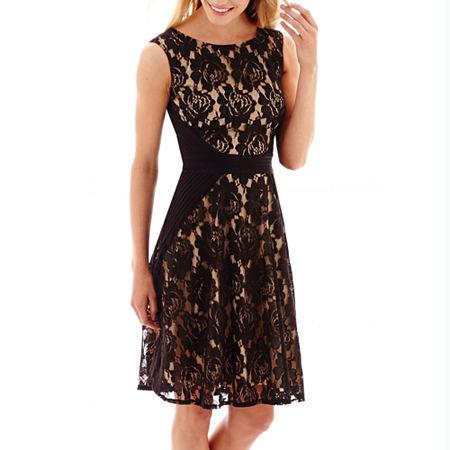 Danny & Nicole Cap-sleeve Lace Fit-and-flare Dress