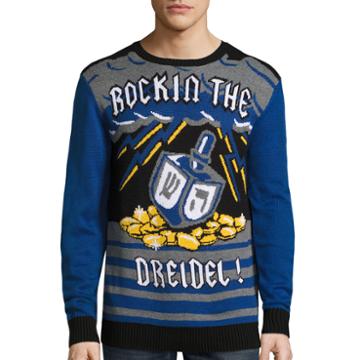 Novelty Season Rockin The Dreidel Cotton Blend Pullover Sweater