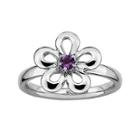 Personally Stackable Sterling Silver Amethyst Flower Ring
