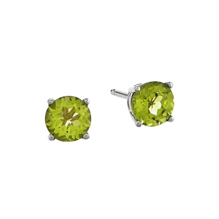 Genuine Green Peridot 14k White Gold Stud Earrings