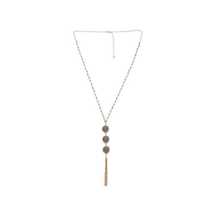 Mixit&trade; Gray Acrylic Gold-tone Tassel Necklace