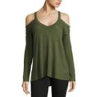 Self Esteem Long Sleeve V Neck T-shirt-womens Juniors