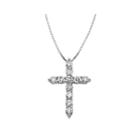 14k White Gold 1/2 Ct. T.w. Diamond Igl Certified Cross Pendant Necklace