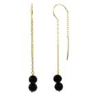 Genuine Black Onyx 14k Gold Drop Earrings