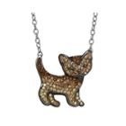 Animal Planet&trade; Crystal Sterling Silver Abyssinian Cat Pendant Necklace