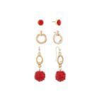 Liz Claiborne Womens 3 Pair Red Jewelry Set
