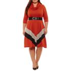 Robbie Bee 3/4 Sleeve Chevron Fit & Flare Dress-plus