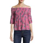 Arizona Smocked Off The Shoulder Woven Blouse-juniors