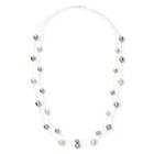 Vieste Silver-tone Pearlized Glass Bead 2-row Necklace