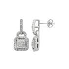 Diamond Glamour&trade; Diamond- And Crystal-accent Sterling Silver Square Halo Drop Earrings