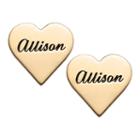 Personalized 14k Gold Over Silver 14mm Heart Stud Earrings