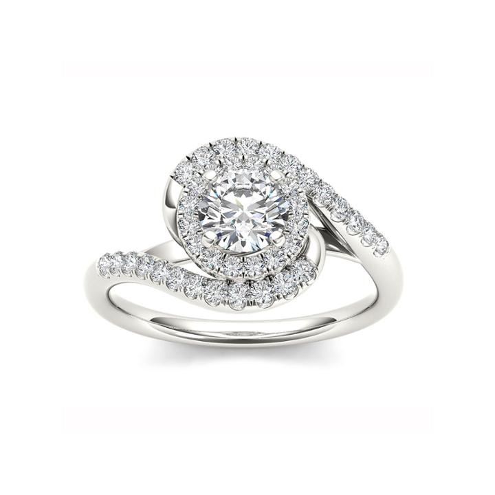 Womens 1 Ct. T.w. Genuine Round White Diamond 14k Gold Engagement Ring