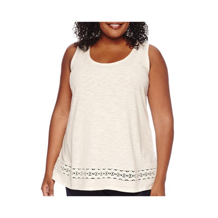 St. John's Bay Short-sleeve Crochet Tank Top - Plus