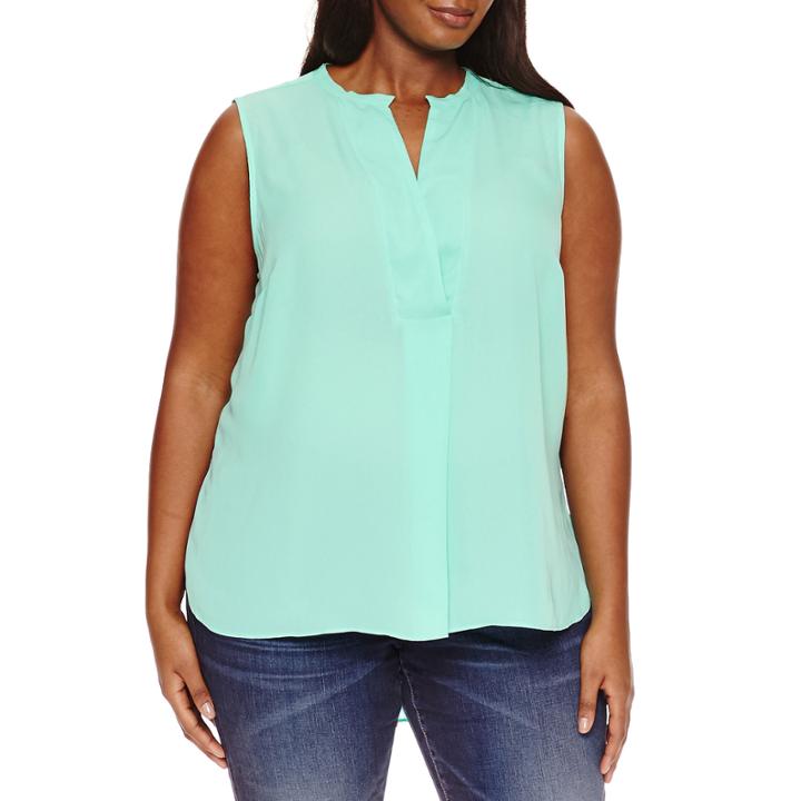 A.n.a Sleeveless V Neck Woven Blouse-plus