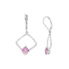 Lab-created Pink Sapphire & 1/10 Ct. T.w. Diamond Sterling Silver Earrings