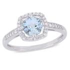 Womens 1/7 Ct. T.w. Blue Aquamarine 10k Gold Cocktail Ring