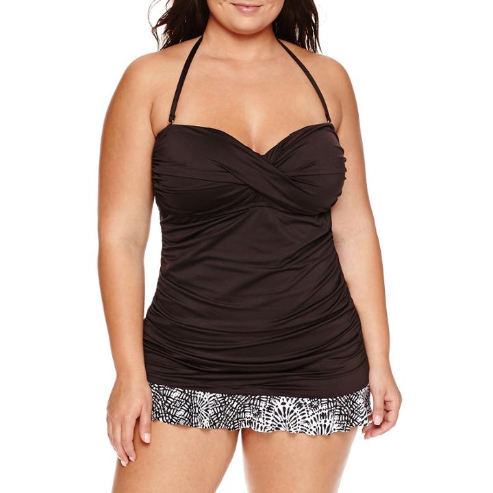 A.n.a Heritage Stripe Bandeau One Piece Swimsuit- Plus