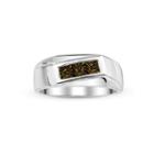 Mens 1/8 Ct. T.w. Color-enhanced Champagne Diamond Sterling Silver Ring