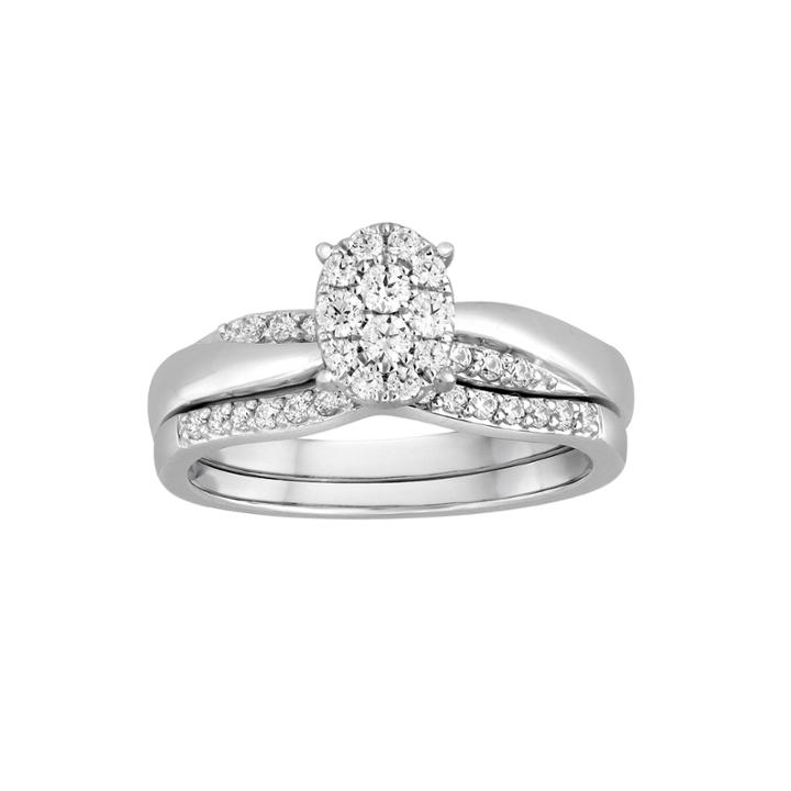 I Said Yes 3/8 Ct. T.w. Diamond Oval Platinaire Bridal Ring Set