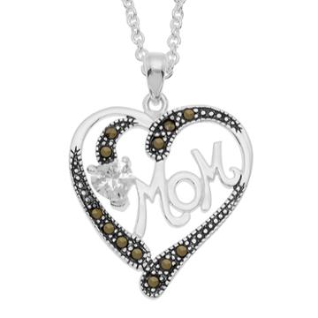 Sparkle Allure Le Vieux Marcasite Silver Over Brass Pendant Necklace