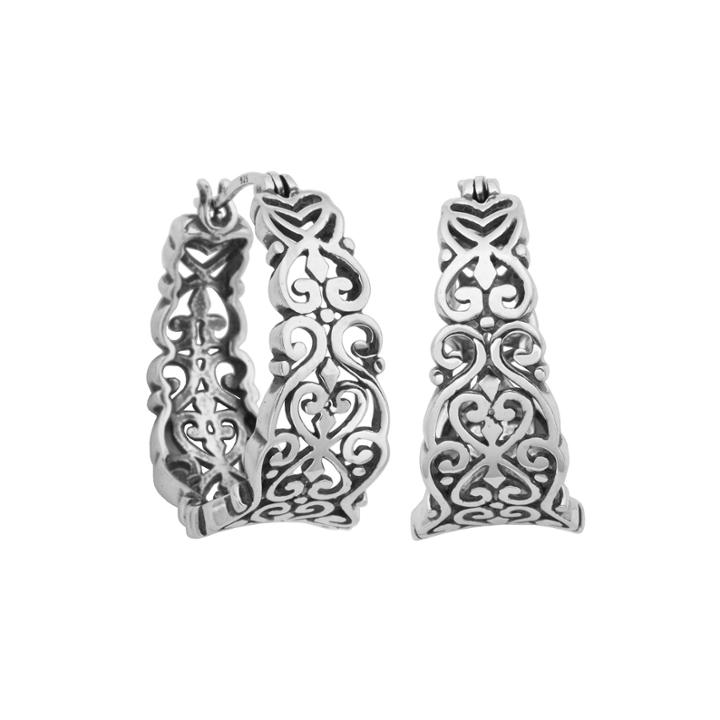 Sterling Silver Filigree Hoop Earrings