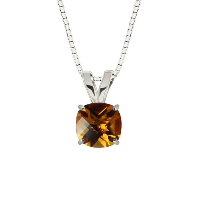 Genuine Citrine 10k White Gold Pendant Necklace