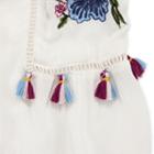 Arizona Embroidered Cold Shoulder Tassel Blouse- Juniors