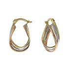 Tri-color 14k Gold Triple Hoop Earrings