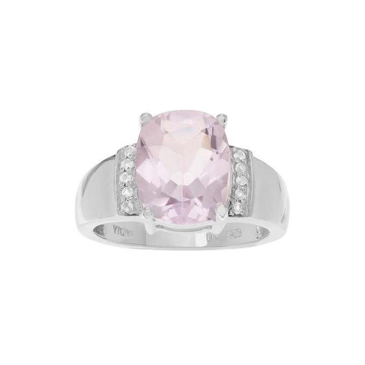 Genuine Pink Amethyst & White Topaz Sterling Silver Ring