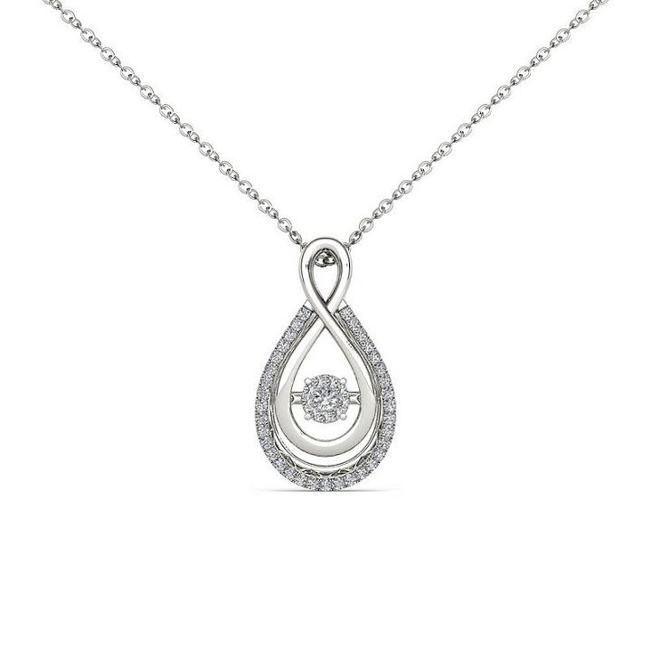 Love In Motion Womens 1/8 Ct. T.w. Genuine White Diamond Pendant