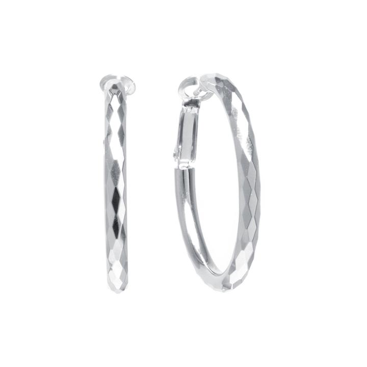 Sterling Silver Diamond-cut 35mm Hoop Earrings