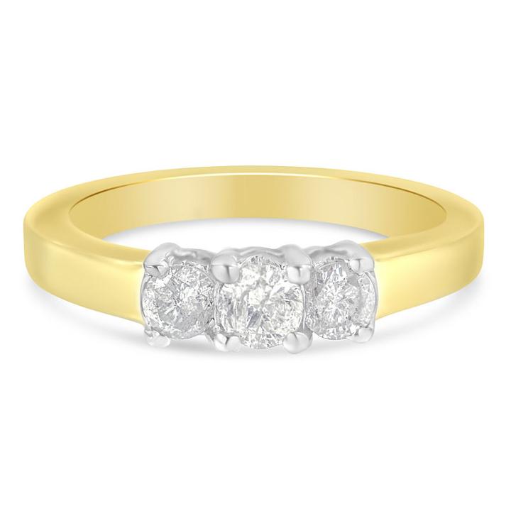 Love Lives Forever Womens 1 1/2 Ct. T.w. Round White Diamond 14k Gold 3-stone Ring