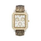 Womens Square Crystal-accent Glitz Strap Watch