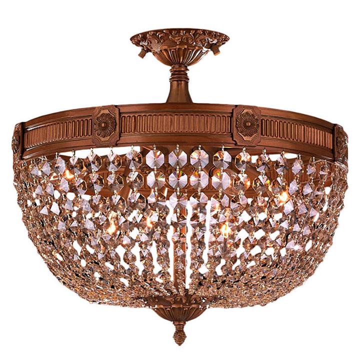 Winchester Collection 6 Light Golden Teak Crystalsemi Flush Mount Ceiling Light