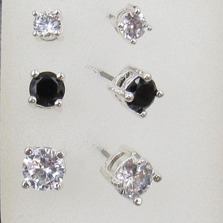 Vieste Rosa 3 Pair Clear Brass Earring Sets