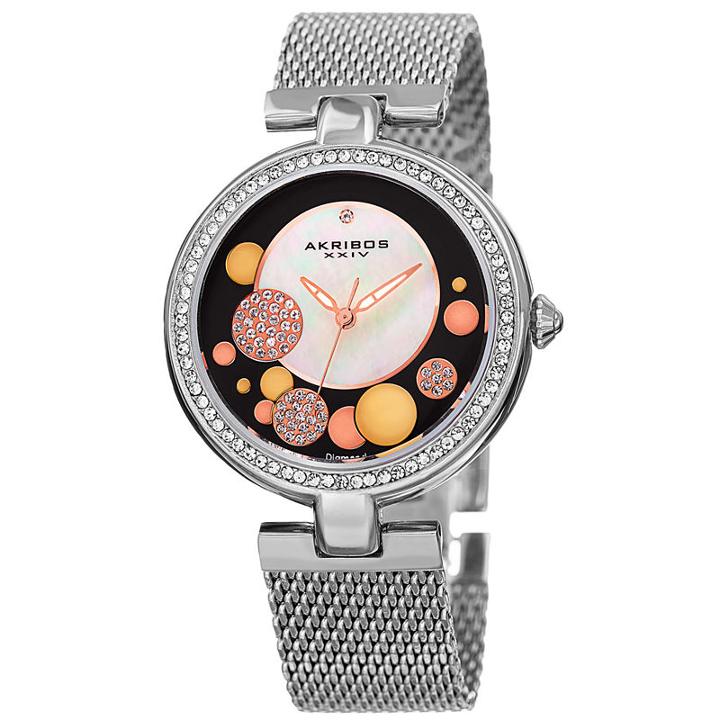 Akribos Xxiv Womens Silver Tone Strap Watch-a-881ssb