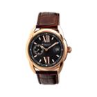 Heritor Automatic Burnell Mens Leather Date-rose Gold/black/brown Watches