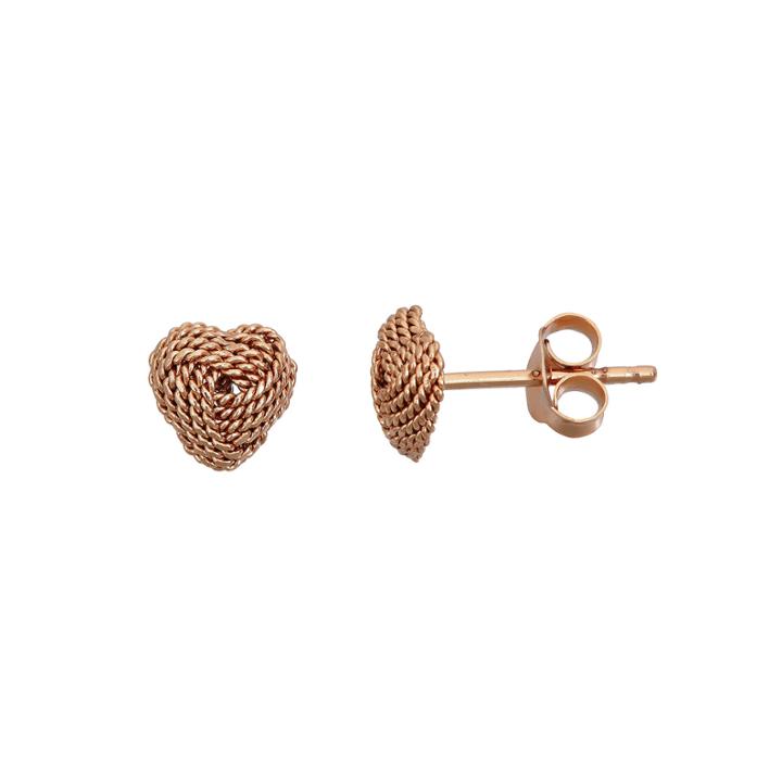 Rose Tone Sterling Silver Rope Heart Love Stud Earring