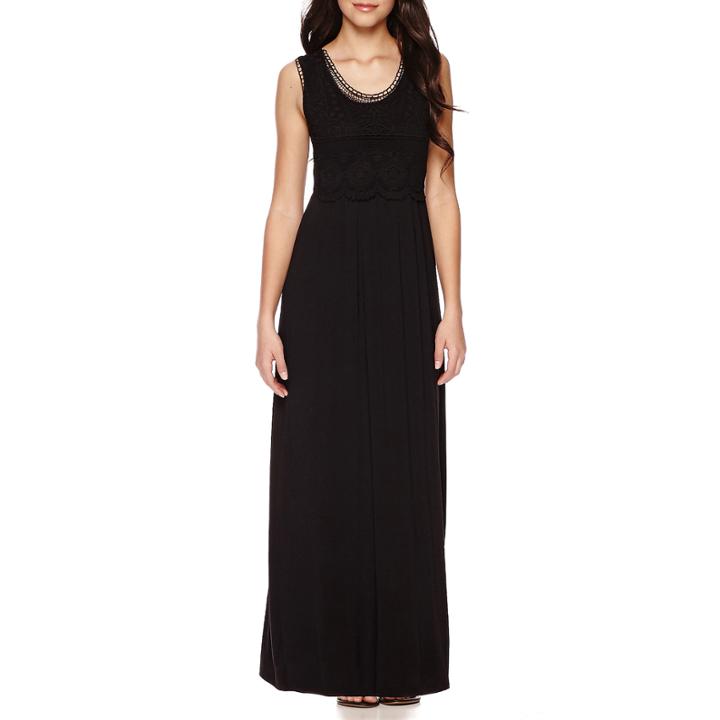 St. John's Bay Sleeveless Lace-top Maxi Dress - Petite