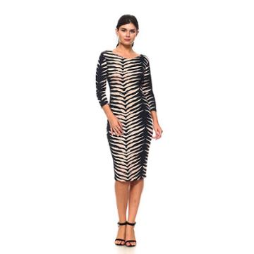 Stilletto's L/s Animal Criss Cross Back Bodycon